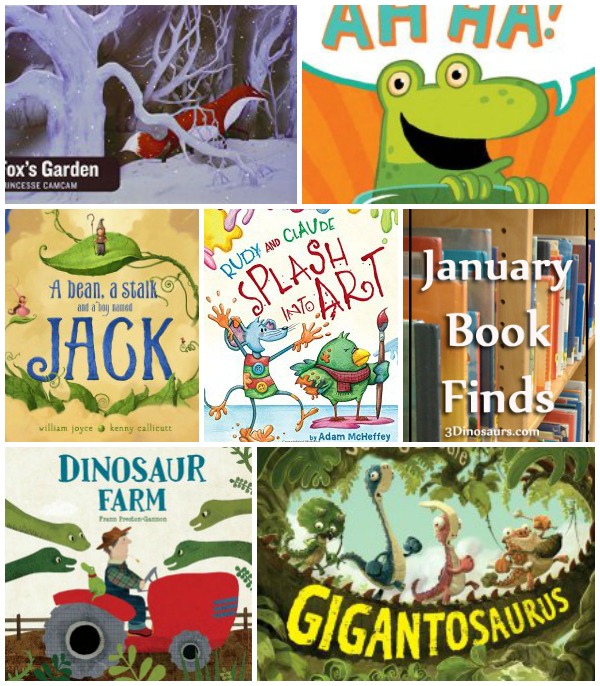 January 2015 Book Finds book themes were: wordless, dinosaur, art, and jack & the beanstalk- 3Dinosaurs.com
