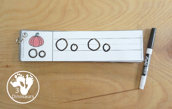Free Pumpkin Theme ABC Tracing Strips - with uppercase and lowercase alphabet letters together - 3Dinosaurs.com