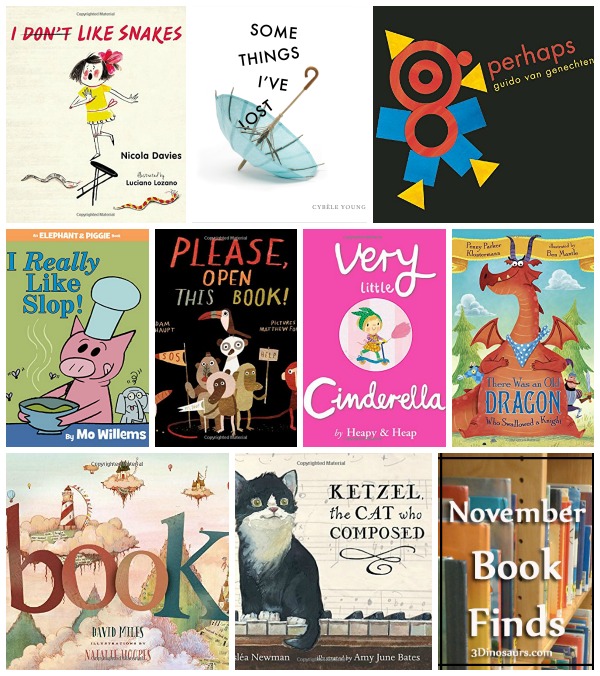 November 2015 Book Finds: dragons, Cinderlla, Elephant & Piggie, snow, fairy tales - 3Dinosaurs.com