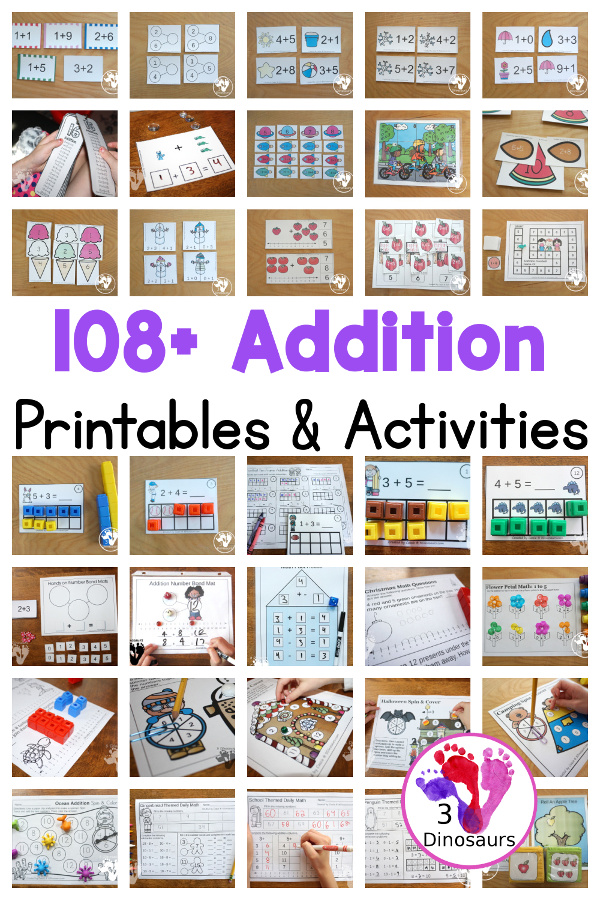 Addition Activities & Printables - 3Dinosaurs.com