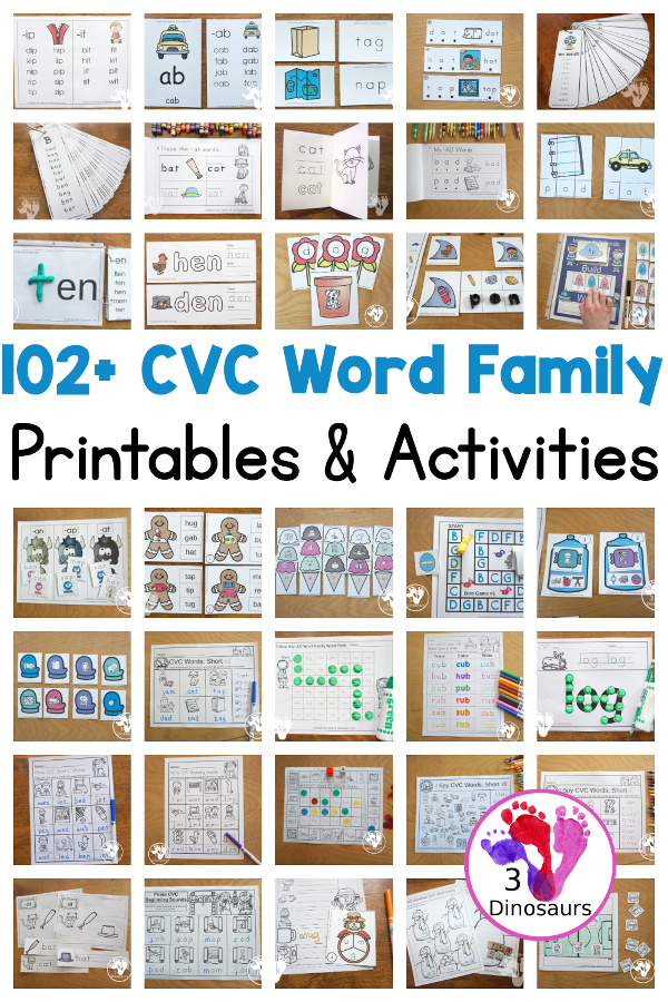CVC Activities & Printables - 3Dinosaurs.com