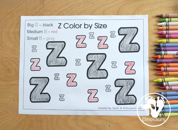 Free Romping & Roaring Z Pack Letter Pack: Z is for Zebra - a letter z pack that has prewriting, finding letters, tracing letters, coloring pages, shapes, puzzles, and more - 3Dinosaurs.com