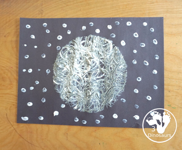 Paper Roll Painted Moon - a simple full moon painting that kids can make with paper roll. Super easy to make and loads of fun to display. - 3Dinosaurs.com