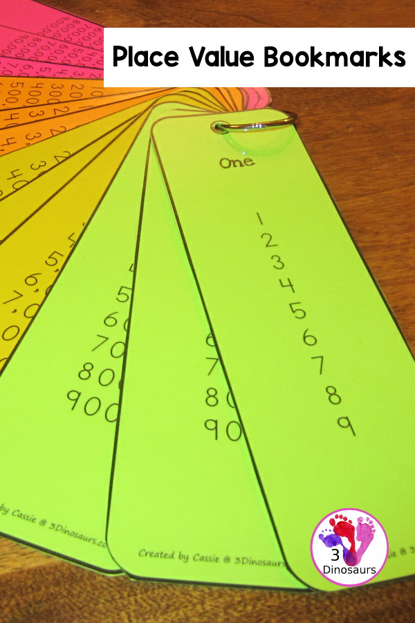 Free Place Value Bookmarks - for it has place value for ones through hundred billion. A great hands-on Place Value Printable - 3Dinosaurs.com