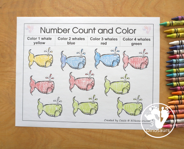 Free Romping & Roaring Number 1,2 , 3, 4 Review Pack with a mix of hands-on and no-prep number worksheets in black and white that work on review numbers 1, 2, 3, 4 - 3Dinosaurs.com