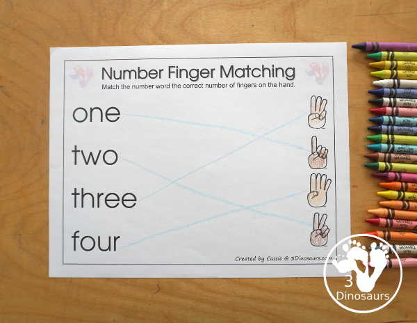 Free Romping & Roaring Number 1,2 , 3, 4 Review Pack with a mix of hands-on and no-prep number worksheets in black and white that work on review numbers 1, 2, 3, 4 - 3Dinosaurs.com