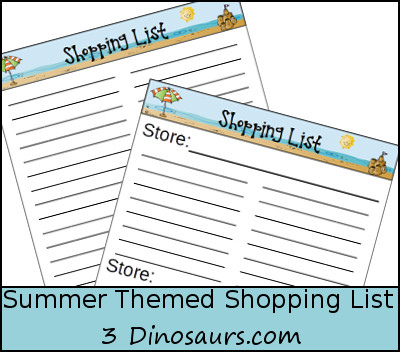 Free Summer Shopping List Printable - 3Dinosaurs.com
