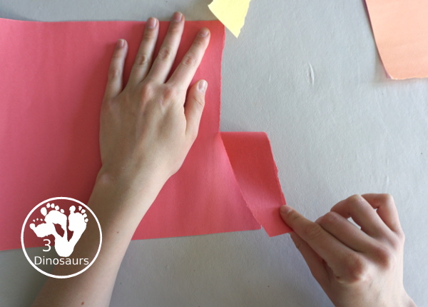 Torn Paper Flowers - a fun torn paper craft that kids can do with glue and construction paper. A simple flower craft for kids in preschool and prek. 3Dinosaurs.com