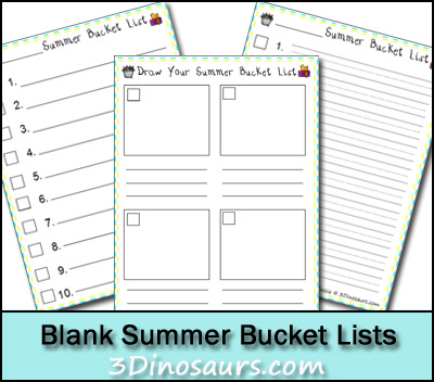 Free Blank Summer Bucket Lists