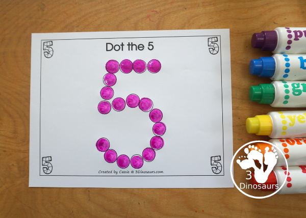 Free Romping and Roaring Number 5 Knight Theme Pack with number 5 worksheets, number 5 puzzles, number 5 handwriting, number 5 dot marker worksheets and more for PreK and kindergarten age kids with a castle and knight theme.  - 3Dinosaurs.com