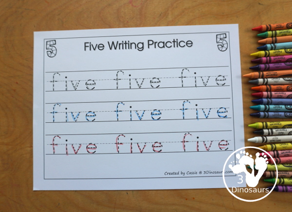 Free Romping and Roaring Number 5 Knight Theme Pack with number 5 worksheets, number 5 puzzles, number 5 handwriting, number 5 dot marker worksheets and more for PreK and kindergarten age kids with a castle and knight theme.  - 3Dinosaurs.com