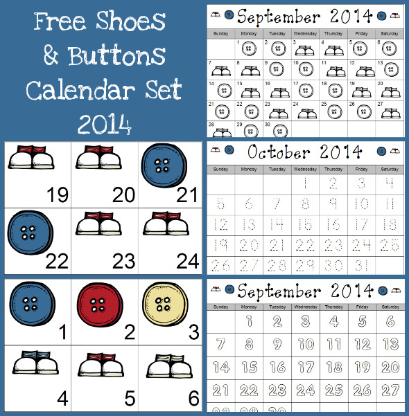 Free 2014 Shoes & Button Calenader Set