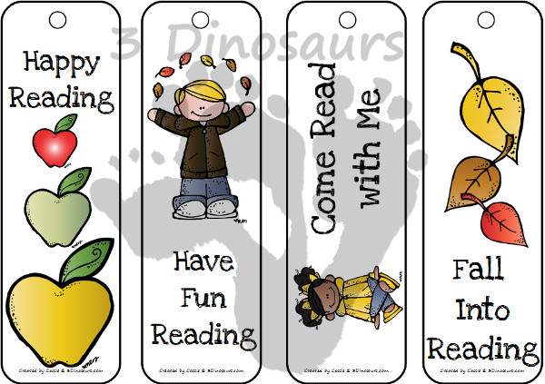 Free Fall Bookmarks For Kids 3 Dinosaurs