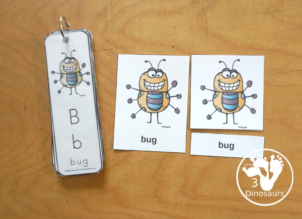 Free ABC Bookmarks - a bookmark for each letter of the alphabet with uppercase letter, lowercase letter and the word to match the picture on the bookmark. A great letter bookmark set for kids. - 3Dinosaurs.com