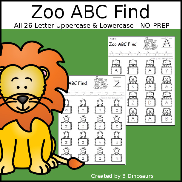 Zoo ABC Lowercase Easy Reader Book | 3 Dinosaurs