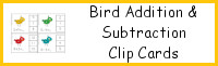 Bird Subtraction & Addition Clip Cards
