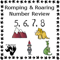 Romping & Roaring Number 5, 6, 7, 8 Review Pack - Knight, Outside, Dragon, Dinosaur - 3Dinosaurs.com