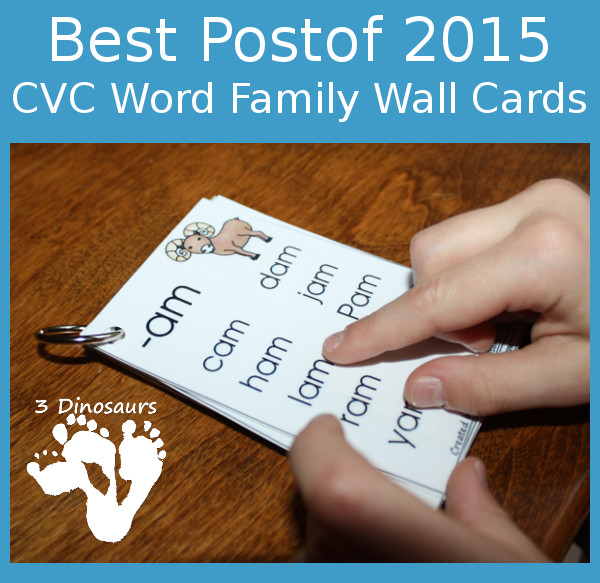 Best Post of 2015 Blog Hop - CVC Word Family Wall Cards - 3Dinosaurs.com