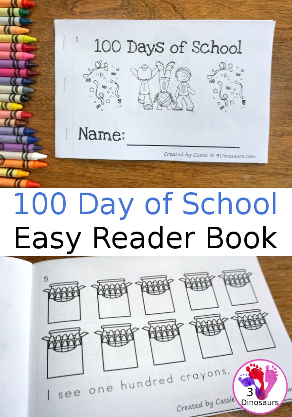 Free 100 Days of School Easy Reader Book | 3 Dinosaurs