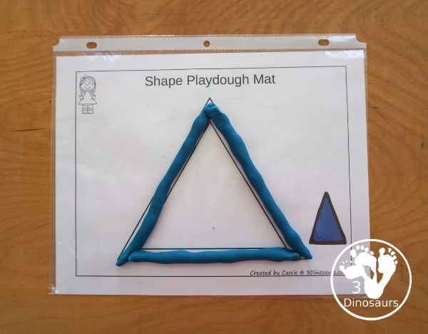Free Romping & Roaring Triangle Pack - 10 pages of activities - prewriting, coloring, dot markers and more all focusing on a triangle shape for kids. - 3Dinosaurs.com