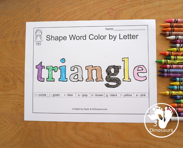 Free Romping & Roaring Triangle Pack - 10 pages of activities - prewriting, coloring, dot markers and more all focusing on a triangle shape for kids. - 3Dinosaurs.com
