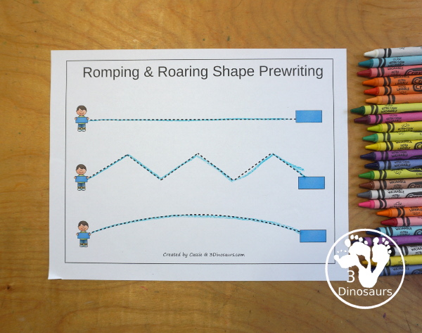 Free Romping & Roaring Rectangle Pack - a free 10 page shape pack for kids to use to learn their shape with tracing, coloring, dot markers and more. - 3Dinosaurs.com