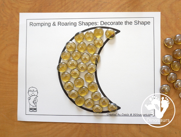 Free Romping & Roaring Crescent Pack - 10 pages of crescent activities for kids with a mix of coloring, tracing, dotting shapes and more - 3Dinosaurs.com
