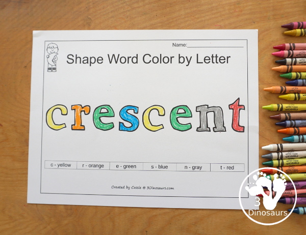 Free Romping & Roaring Crescent Pack - 10 pages of crescent activities for kids with a mix of coloring, tracing, dotting shapes and more - 3Dinosaurs.com