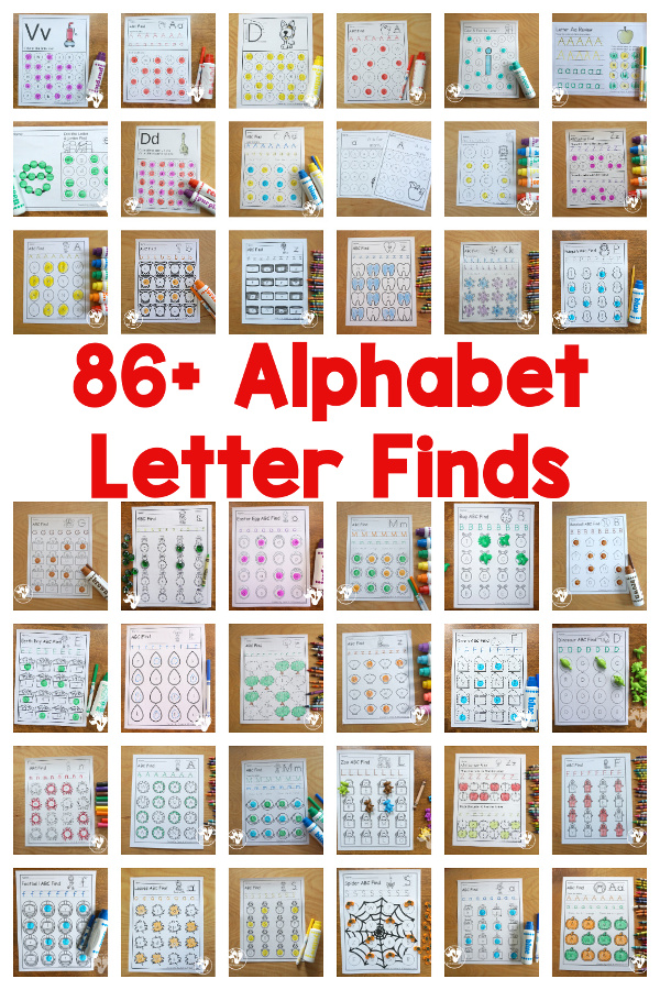 86+ Alphabet Letter finds to use with kids. You have a mix of no-prep letter finds, seasonal letter finds, dot marker letter finds and more - 3Dinosaurs.com