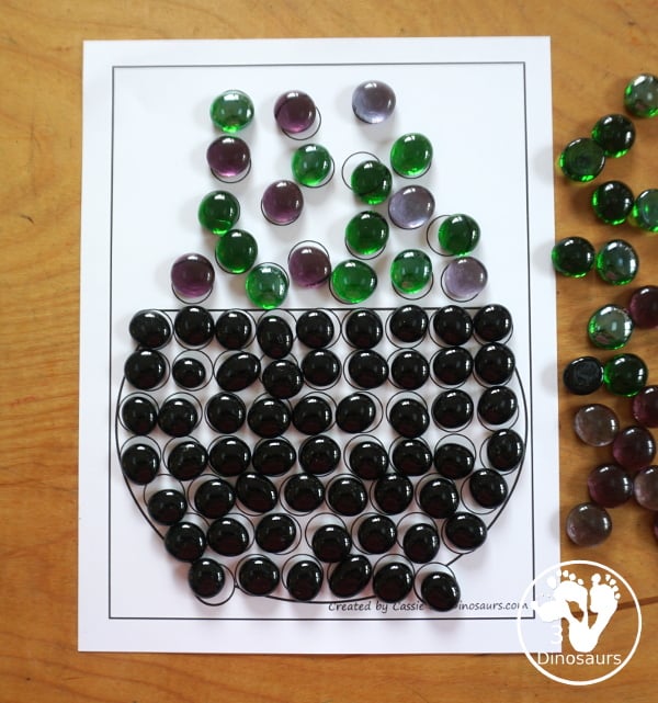 Free Cauldron Fine Motor Mat Printables - a fun Halloween Fine Motor mats: Dot Marker Cauldron. A fun way to work on fine motor for Halloween. 3Dinosaurs.com