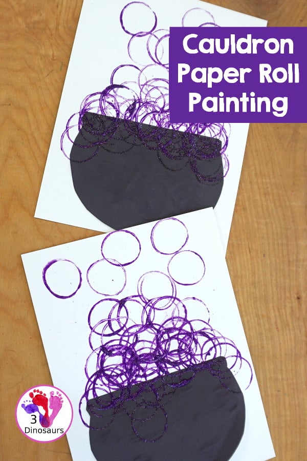 Cauldron Paper Roll Painting - a fun Halloween painting activity with a bubbling cauldron painting for kids - 3Dinosaurs.com