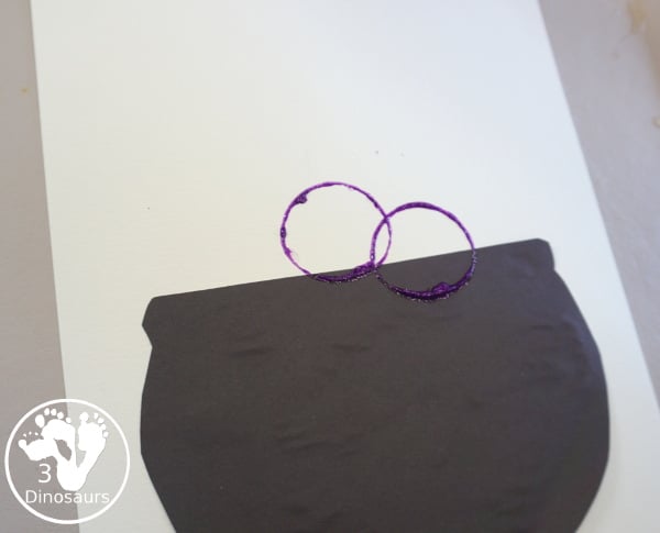 Cauldron Paper Roll Painting - a fun Halloween painting activity with a bubbling cauldron painting for kids - 3Dinosaurs.com