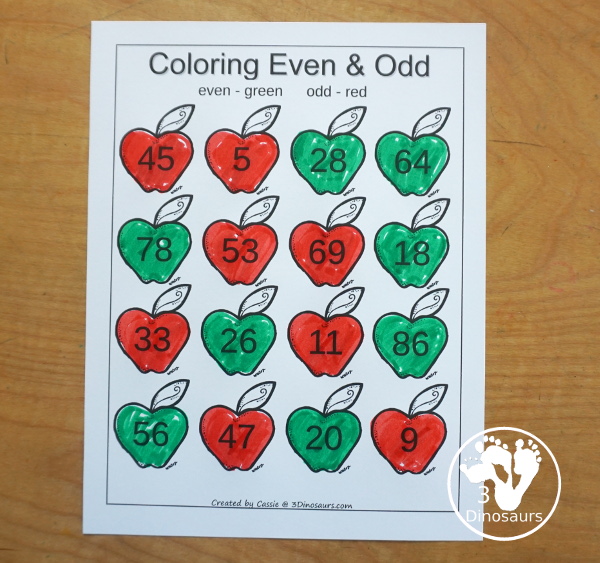 Apple Coloring even and odd page form the Apple pack. - 3Dinosaurs.com