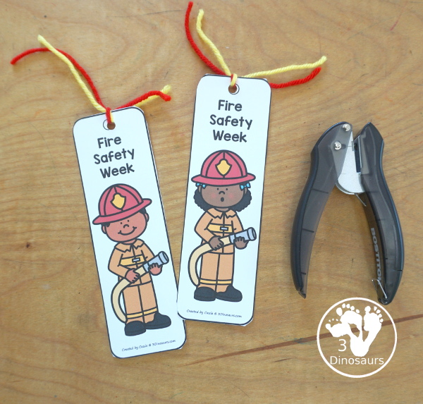 Free Fire Safety Week Bookmarks - 8 fun bookmarks to use for Fire Safety Week with kids. A fun collection of boy and girl firefighters on the bookmarks. 3Dinosaurs.com