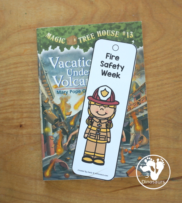 Free Fire Safety Week Bookmarks - 8 fun bookmarks to use for Fire Safety Week with kids. A fun collection of boy and girl firefighters on the bookmarks. 3Dinosaurs.com