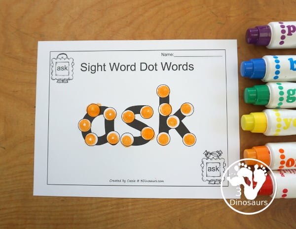 Free Romping & Roaring First Grade Sight Words: As, Ask, By, Could - you have 6 pages for each sight word that work on learning the sight word in different ways with reading, writing, and finding. 3Dinosaurs.com