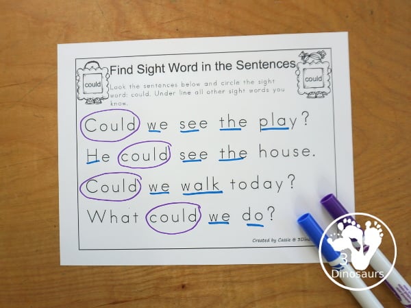 Free Romping & Roaring First Grade Sight Words: As, Ask, By, Could - you have 6 pages for each sight word that work on learning the sight word in different ways with reading, writing, and finding. 3Dinosaurs.com