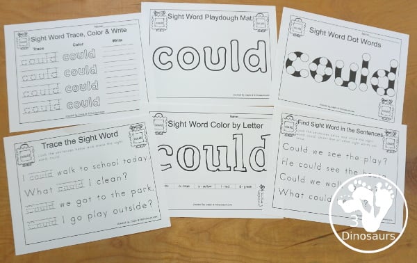 Free Romping & Roaring First Grade Sight Words: As, Ask, By, Could - you have 6 pages for each sight word that work on learning the sight word in different ways with reading, writing, and finding. 3Dinosaurs.com