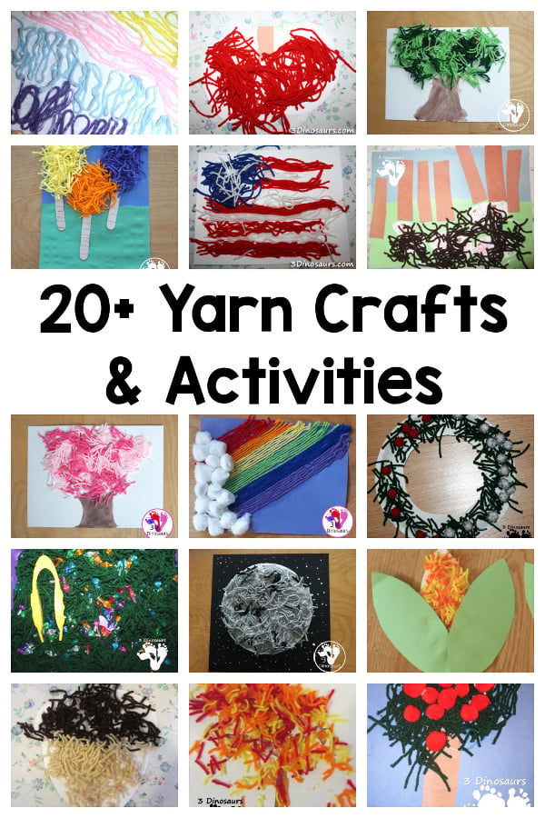 20+ Yarn Crafts & Activities for Kids - a collection of fun ideas for art and activities with yarn. A fun idea to do with kids. - 3Dinosaurs.com