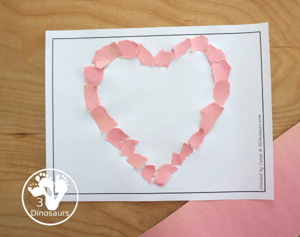 Free Heart Fine Motor Printables for Valentine | 3 Dinosaurs