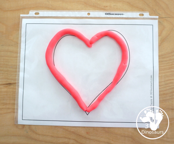 Free Heart Fine Motor Printables for Valentine | 3 Dinosaurs