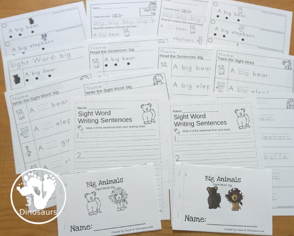 Sight Word Easy Reader Books & Worksheets: Preprimer - 40 easy reader books with matching reading strips and worksheets over 1000 pages of printables $ - 3Dinosaurs.com