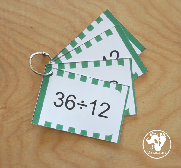 Free Printable Division Flashcards 3 Dinosaurs