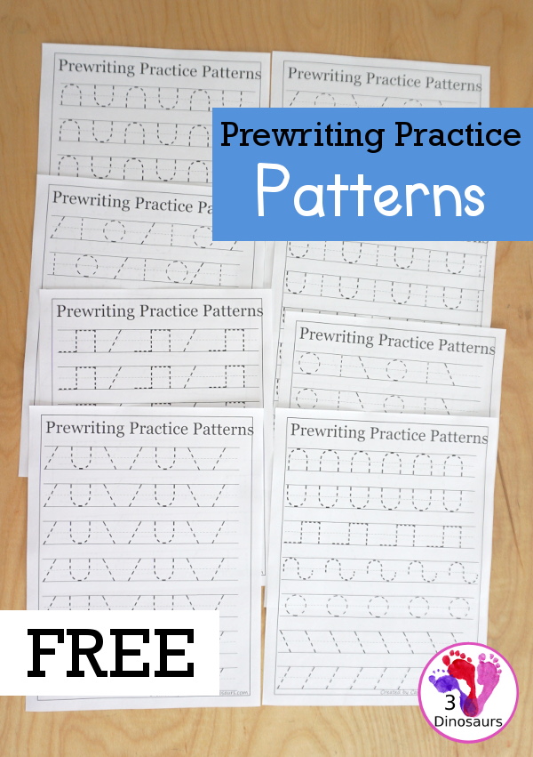 Free Prewriting Practice Patterns Printable 3 Dinosaurs