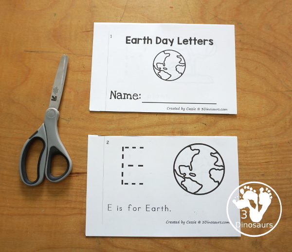 Free Earth Day ABC Easy Reader Book Printable - how to make the Earth Day Easy Reader Book - cut down center - 3Dinosaurs.com