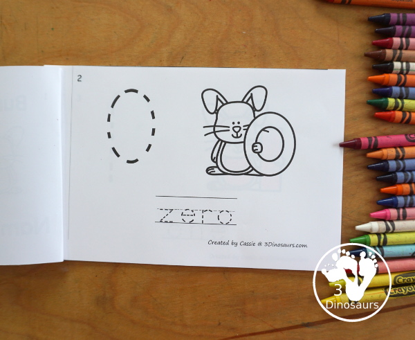 Free Easter Bunny Number Book Printables - a fun book with a bunny holding a number, numerical number to trace, and a number word to trace that matches the number the bunny is holding. 3Dinosaurs.com
