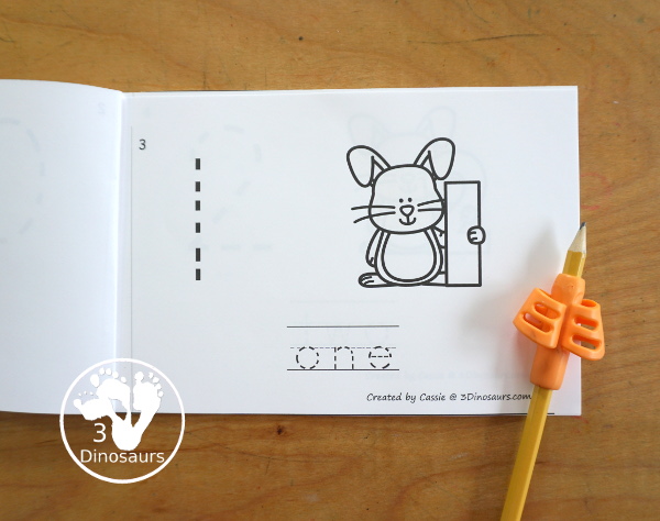 Free Easter Bunny Number Book Printables - a fun book with a bunny holding a number, numerical number to trace, and a number word to trace that matches the number the bunny is holding. 3Dinosaurs.com
