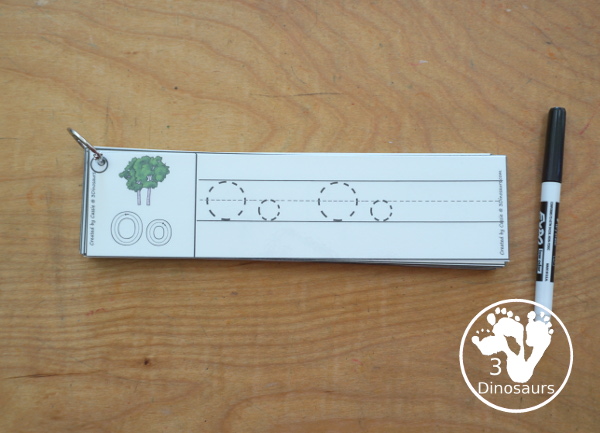 Free Tree ABC Tracing Strips - with uppercase and lowercase together. You have fun kids with a Tree Themes plus you can see an example of how to trace the letters. Great for Arbor Day and Earth Day - 3Dinosaurs.com