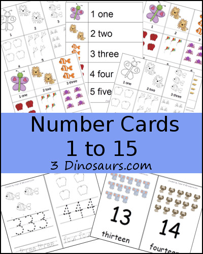 Collection of Number 1 to 15 Cards - 3Dinosaurs.com