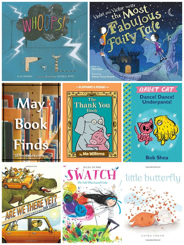 May 2016 Book Finds: butterflies, Elephant & Piggie, thank you, travel with kids, color, dancing, animal sounds and early readers - 3Dinosaurs.com